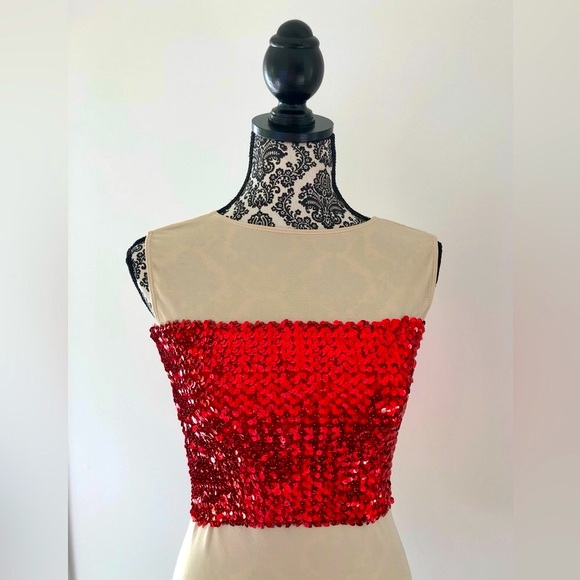 Boston Proper red metallic sequin All elastic tube top x-small - small - Picture 16 of 16